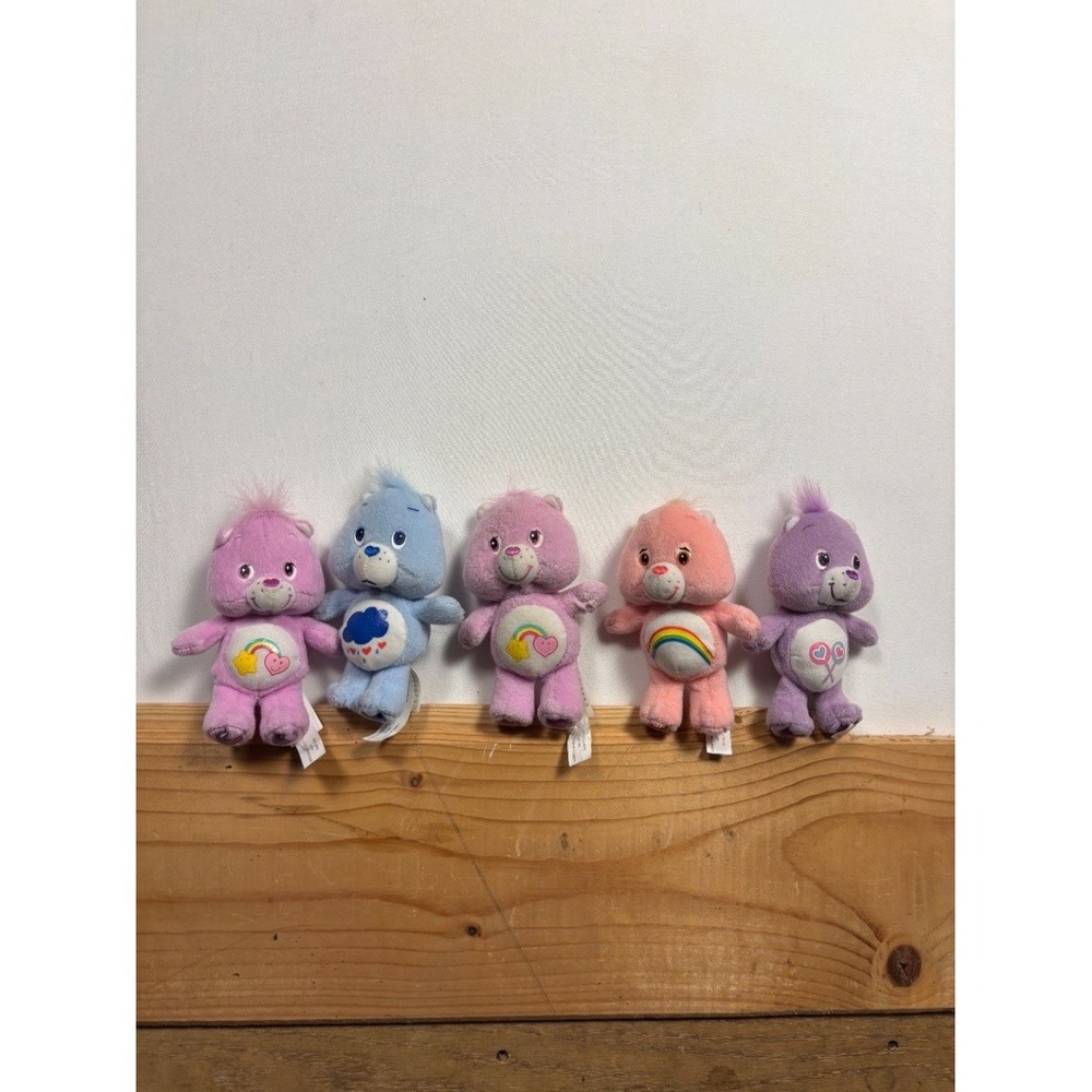Lot of 5 Care Bears Plush Toys Miniature Stuffed Bear Collection